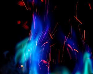 Preview wallpaper fire, sparks, flame, blue, abstraction