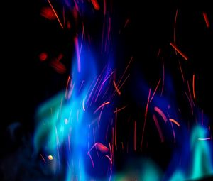 Preview wallpaper fire, sparks, flame, blue, abstraction