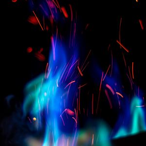 Preview wallpaper fire, sparks, flame, blue, abstraction