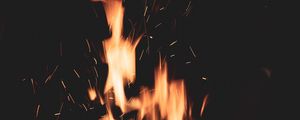 Preview wallpaper fire, sparks, flame, dark