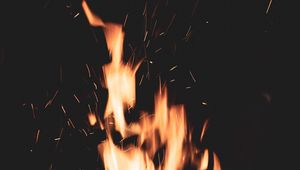 Preview wallpaper fire, sparks, flame, dark