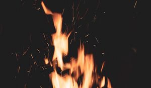 Preview wallpaper fire, sparks, flame, dark