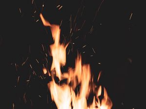 Preview wallpaper fire, sparks, flame, dark