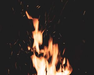 Preview wallpaper fire, sparks, flame, dark