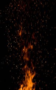 Preview wallpaper fire, sparks, flame, dark, night