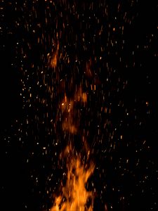 Preview wallpaper fire, sparks, flame, dark, night