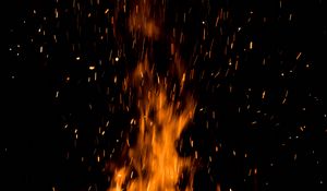 Preview wallpaper fire, sparks, flame, dark, night