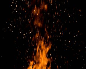 Preview wallpaper fire, sparks, flame, dark, night