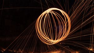 Preview wallpaper fire, sparks, light, long exposure, darkness