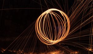 Preview wallpaper fire, sparks, light, long exposure, darkness