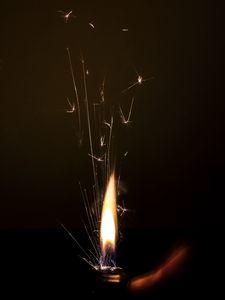 Preview wallpaper fire, sparks, lighter, darkness