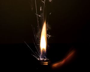 Preview wallpaper fire, sparks, lighter, darkness