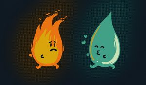 Preview wallpaper fire, water, chase, minimalism