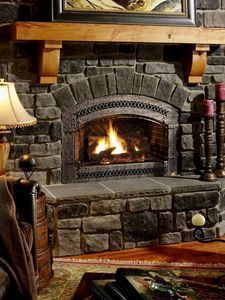 Preview wallpaper fireplace, chair, comfort, evening, cozy atmosphere