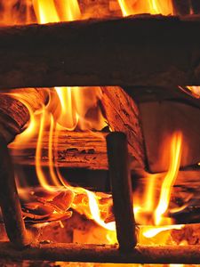 Preview wallpaper fireplace, fire, firewood