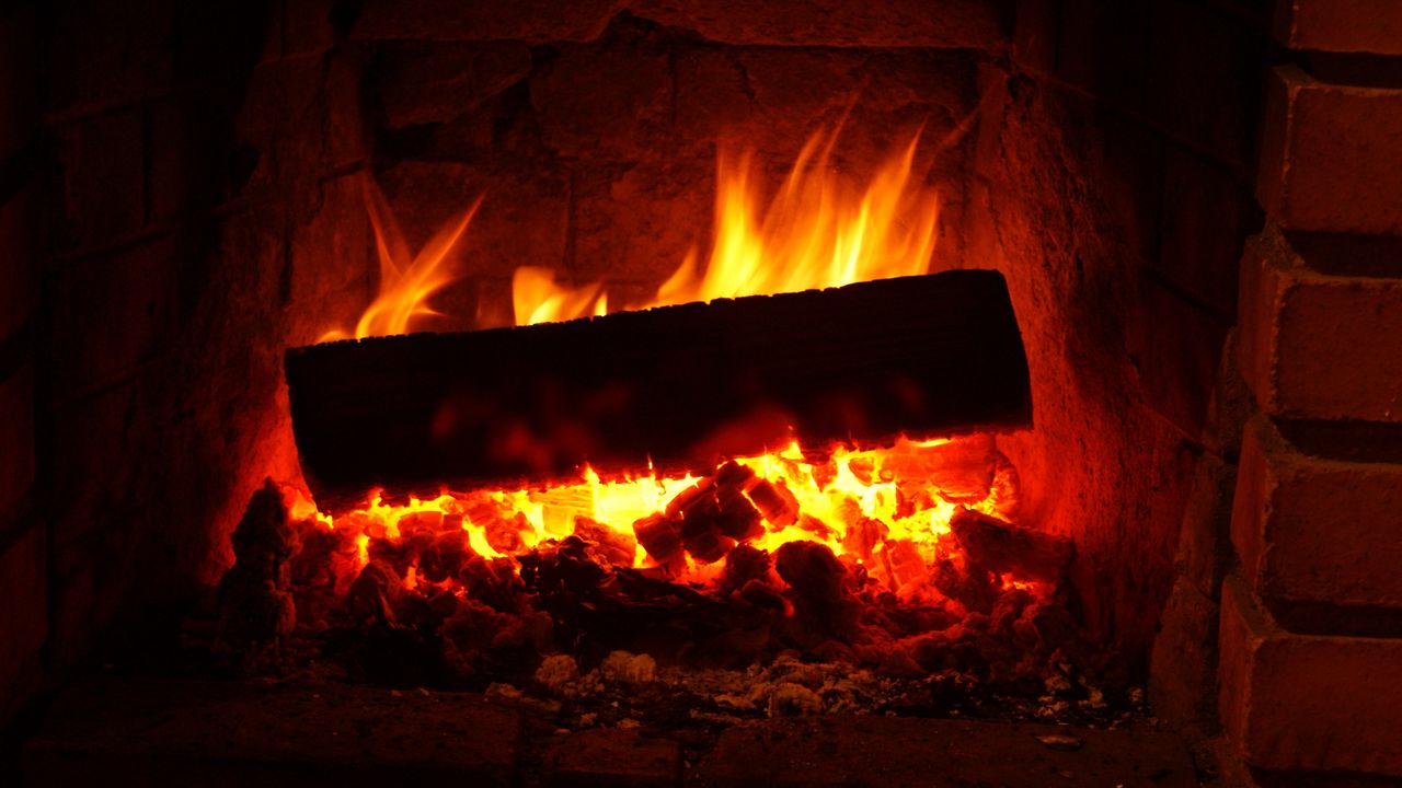 Wallpaper fireplace, wood, embers, fire