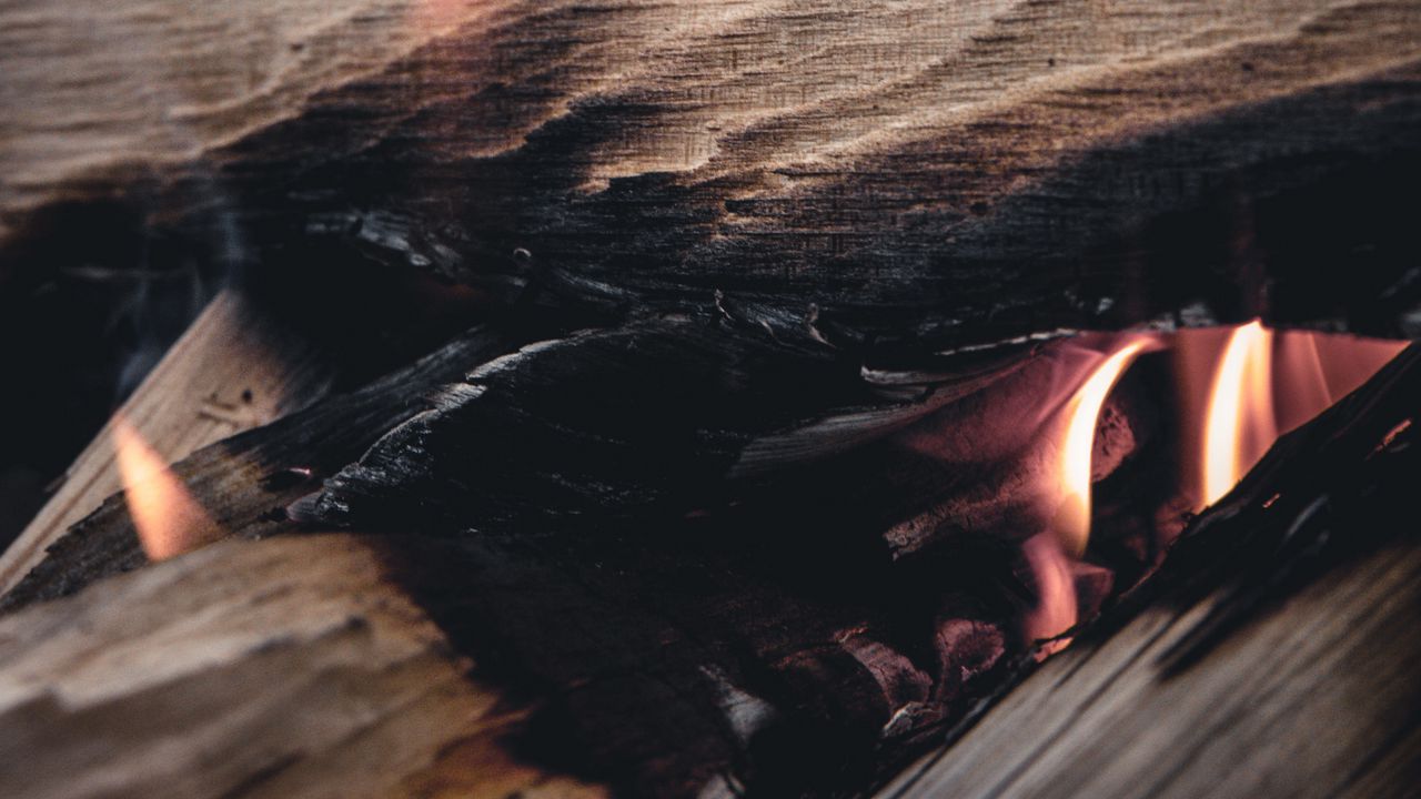 Wallpaper firewood, fire, smoke, flame, burn