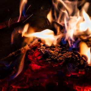 Preview wallpaper firewood, flame, bonfire, fire, dark