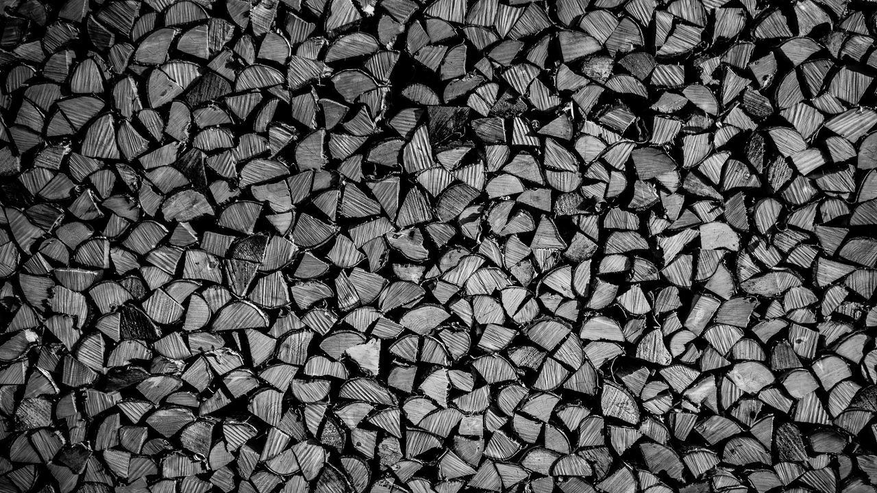 Wallpaper firewood, logs, wood, texture, black and white