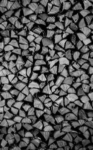 Preview wallpaper firewood, logs, wood, texture, black and white
