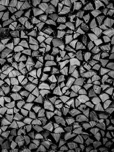 Preview wallpaper firewood, logs, wood, texture, black and white