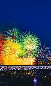 Preview wallpaper fireworks, bridge, holiday, colorful
