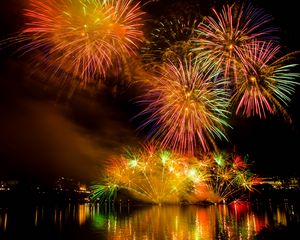 Preview wallpaper fireworks, colorful, sparks, night