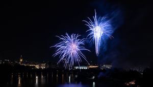 Preview wallpaper fireworks, explosion, flash, night, blue, dark