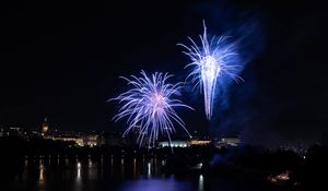 Preview wallpaper fireworks, explosion, flash, night, blue, dark