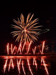 Preview wallpaper fireworks, explosion, sparks, light, dark, red