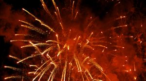 Preview wallpaper fireworks, explosion, sparks, smoke, red, dark