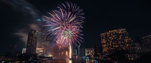 Preview wallpaper fireworks, explosions, sparks, city, water, holiday