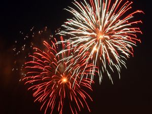 Preview wallpaper fireworks, lights, long exposure, darkness