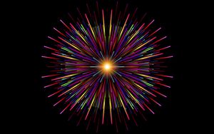 Preview wallpaper fireworks, salute, rays, glow, colorful