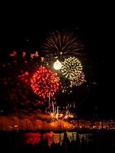 Preview wallpaper fireworks, salutes, lights, glow, holiday, night, dark