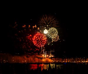 Preview wallpaper fireworks, salutes, lights, glow, holiday, night, dark