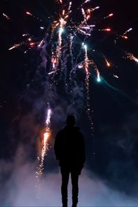 Preview wallpaper fireworks, silhouette, dark, salute, sparks, colorful, smoke
