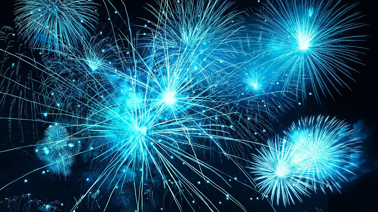 Wallpaper fireworks, sky, flash, holiday, blue, sparks, bright