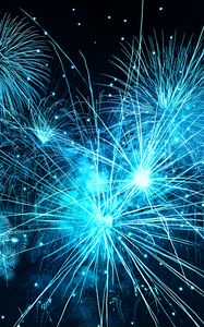 Preview wallpaper fireworks, sky, flash, holiday, blue, sparks, bright