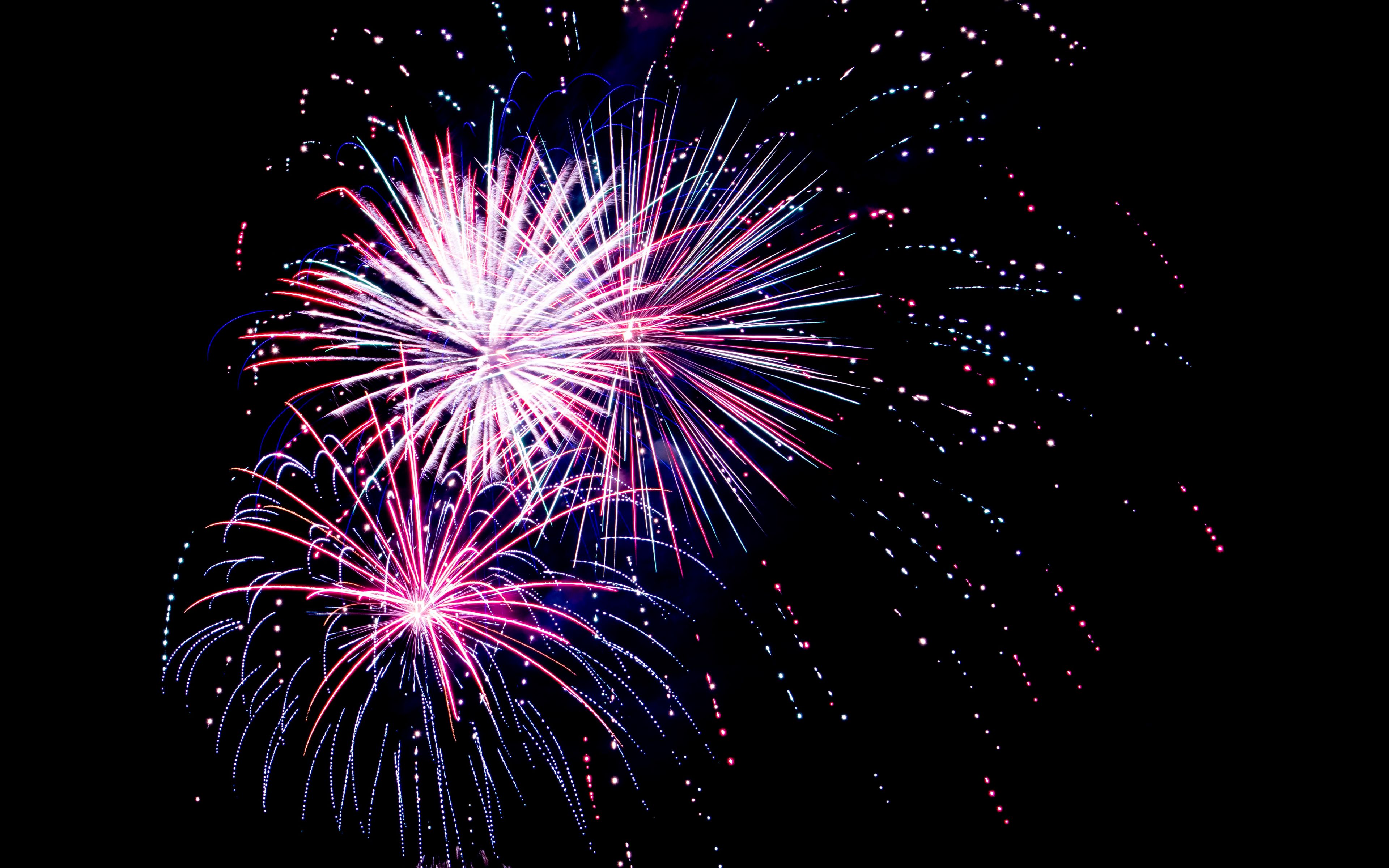 Download Wallpaper 3840x2400 Fireworks Sparks Black Holiday 4k Ultra