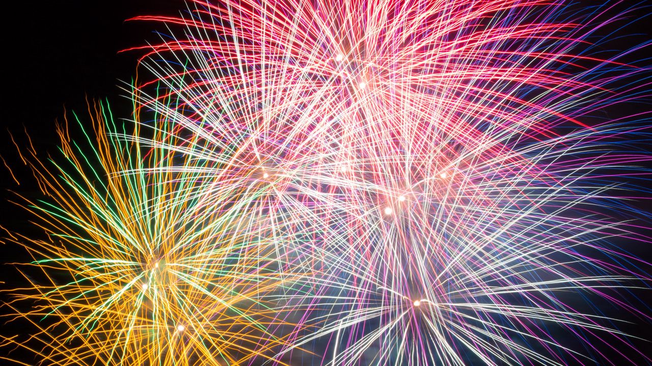 Wallpaper fireworks, sparks, colorful, night, holiday