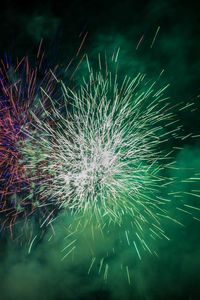 Preview wallpaper fireworks, sparks, explosion, light, cloud, green