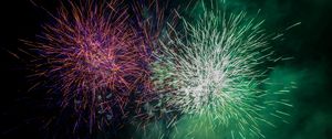 Preview wallpaper fireworks, sparks, explosion, light, cloud, green