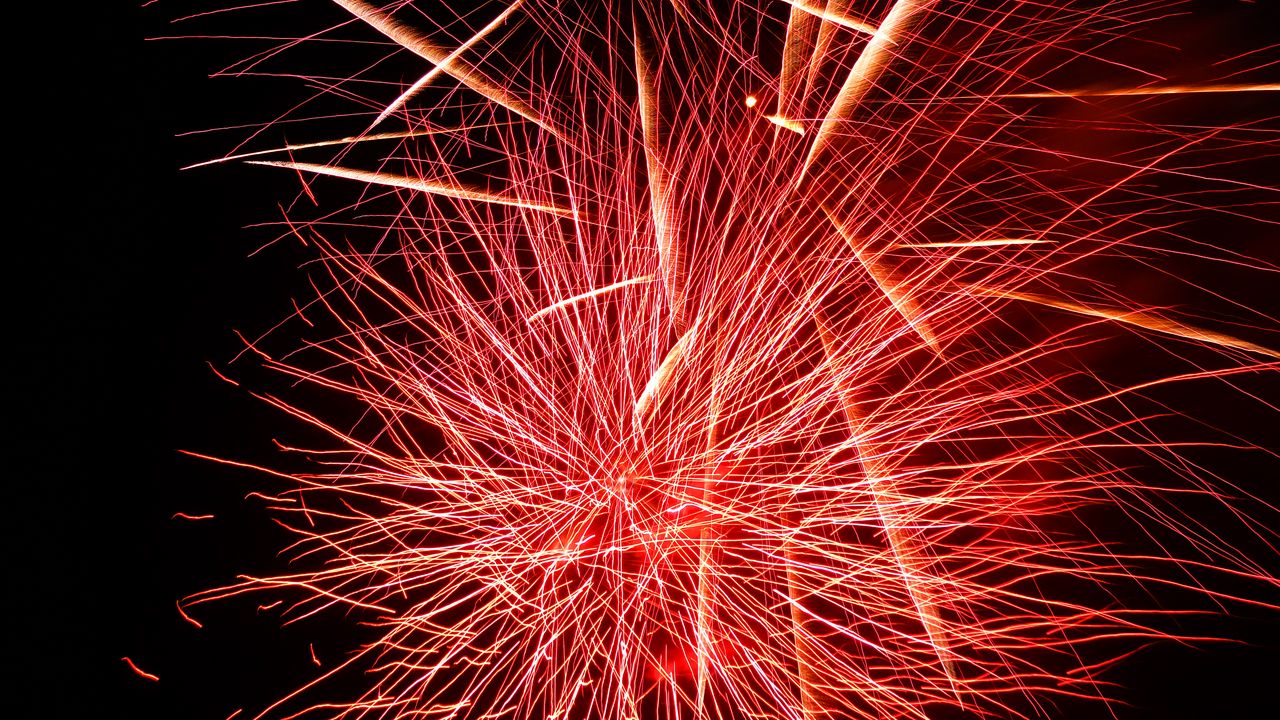 Wallpaper fireworks, sparks, explosion, light, red