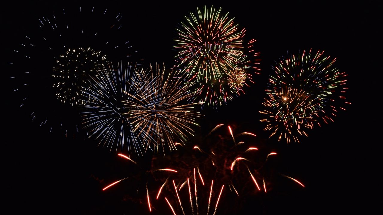 Wallpaper fireworks, sparks, explosions, holiday, dark