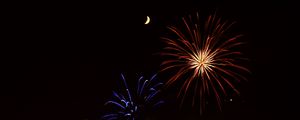 Preview wallpaper fireworks, sparks, explosions, moon, night, dark