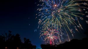 Preview wallpaper fireworks, sparks, explosions, sky, celebration