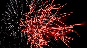 Preview wallpaper fireworks, sparks, glow, red, white