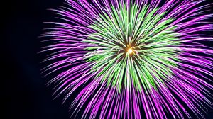 Preview wallpaper fireworks, sparks, lights, holiday, purple, green