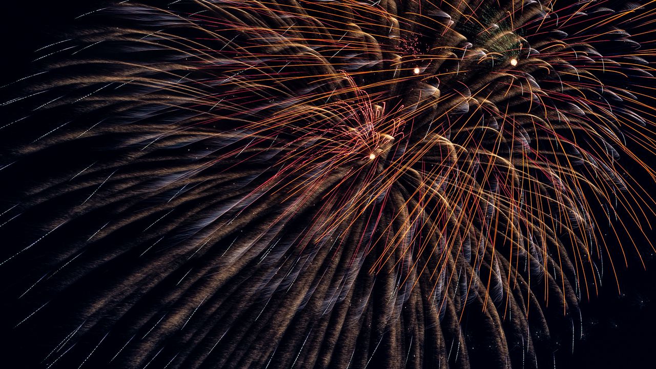 Wallpaper fireworks, sparks, long exposure, dark